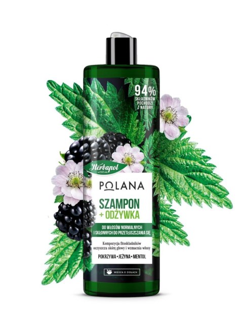 HERBAPOL Polana Szampon i odżywka do włosów 2w1 - Jeżyna & Pokrzywa & Mentol 400ml HERBAPOL Polana Szampon i odżywka do włosów 2w1 - Jeżyna & Pokrzywa & Mentol 400ml