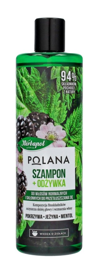 HERBAPOL Polana Szampon i odżywka do włosów 2w1 - Jeżyna & Pokrzywa & Mentol 400ml