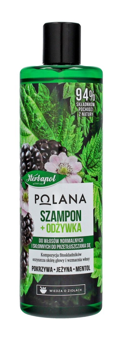 HERBAPOL Polana Szampon i odżywka do włosów 2w1 - Jeżyna & Pokrzywa & Mentol 400ml HERBAPOL Polana Szampon i odżywka do włosów 2w1 - Jeżyna & Pokrzywa & Mentol 400ml