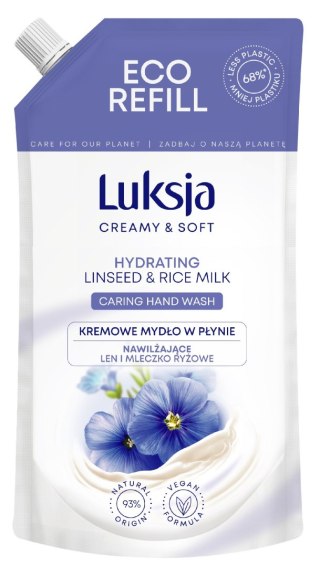 Luksja Creamy & Soft Nawilżające Kremowe Mydło w płynie Len i Mleczko Ryżowe 400ml - zapas