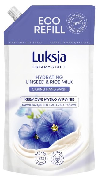 Luksja Creamy & Soft Nawilżające Kremowe Mydło w płynie Len i Mleczko Ryżowe 900ml - zapas