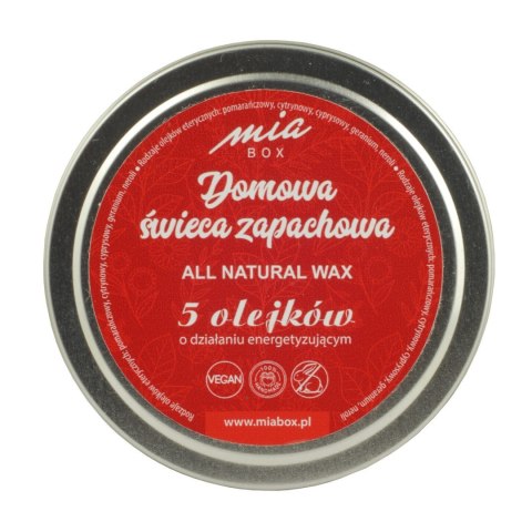 MIA BOX Domowa Świeca zapachowa 5 olejków - ENERGETYZUJĄCA 160g MIA BOX Domowa Świeca zapachowa 5 olejków - ENERGETYZUJĄCA 160g