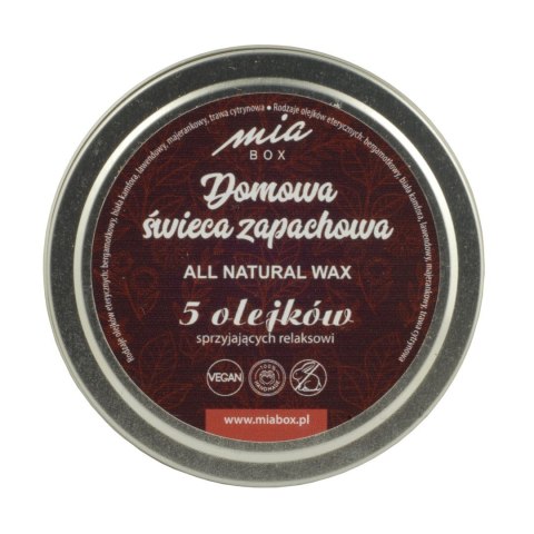 MIA BOX Domowa Świeca zapachowa 5 olejków - RELAKSACYJNA 160g