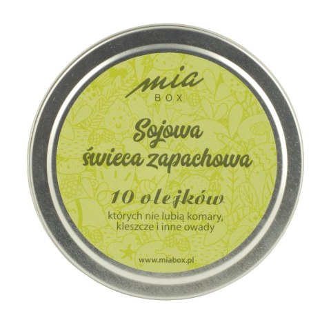 MIA BOX Świeca sojowa w puszce metalowej-10 olejków których nie lubią komary, kleszcze i inne owady 160g MIA BOX Świeca sojowa w puszce metalowej-10 olejków których nie lubią komary, kleszcze i inne owady 160g