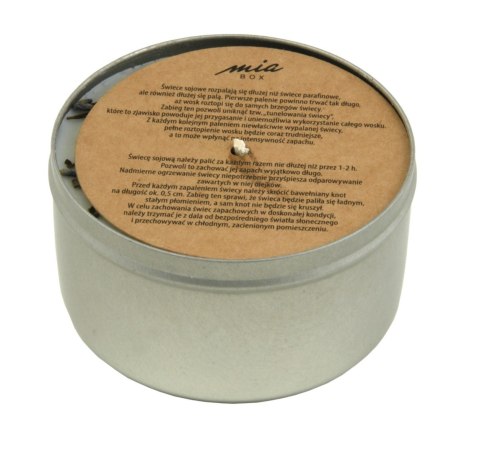 MIA BOX Świeca sojowa w puszce metalowej-10 olejków których nie lubią komary, kleszcze i inne owady 160g MIA BOX Świeca sojowa w puszce metalowej-10 olejków których nie lubią komary, kleszcze i inne owady 160g