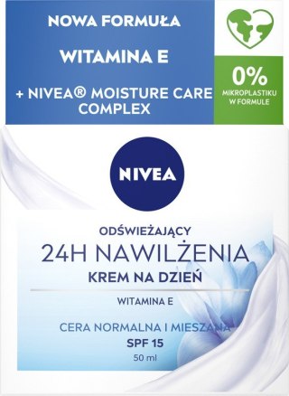 NIVEA 24H Nawilżenia Odświeżający krem na dzień do cery normalnej i mieszanej SPF 15 50 ml