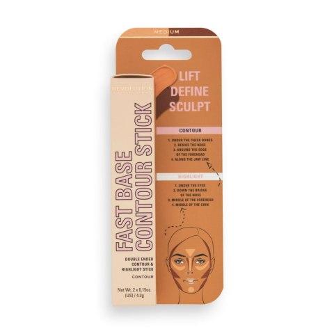 REVOLUTION Fast Base Contour Stick Dwustronny Sztyft konturujący do twarzy Medium REVOLUTION Fast Base Contour Stick Dwustronny Sztyft konturujący do twarzy Medium