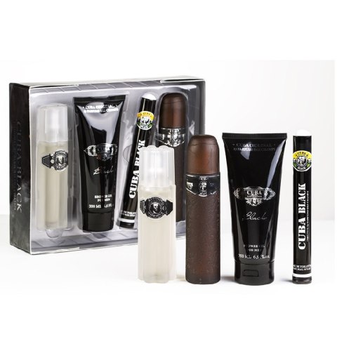 Cuba Black zestaw woda toaletowa spray 100ml + woda toaletowa spray 35ml + żel pod prysznic 200ml + woda po goleniu spray 100ml