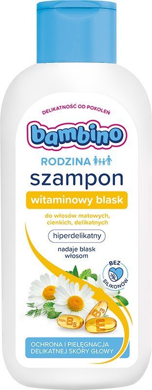 BAMBINO Rodzina Szampon witaminowy blask do włosów matowych, cienkich i delikatnych 400 ml