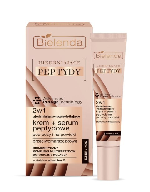 Bielenda Ujędrniające Peptydy Ujędniająco-Rozświetlający Krem - Serum peptydowe 2w1 pod oczy i na powieki 15ml