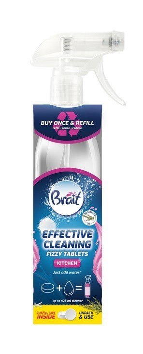Brait Effective Cleaning Starter do czyszczenia kuchni (butelka+2 tabletki) 1szt Brait Effective Cleaning Starter do czyszczenia kuchni (butelka+2 tabletki) 1szt