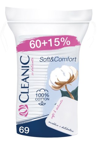 Cleanic Soft & Comfort Kwadratowe Płatki kosmetyczne 1op.-69szt (60+15%)