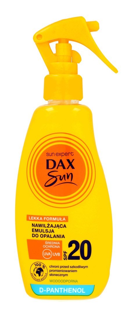 DAX Sun Nawilżająca emulsja do opalania SPF 20 z d-panthenolem w sprayu 200 ml