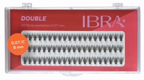 IBRA Kępki rzęs DOUBLE 0.07-C-8 mm - 1op. IBRA Kępki rzęs DOUBLE 0.07-C-8 mm - 1op.