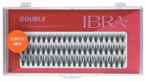 IBRA Kępki rzęs DOUBLE 0.07-C-Mix 8,10,12 mm - 1op. IBRA Kępki rzęs DOUBLE 0.07-C-Mix 8,10,12 mm - 1op.