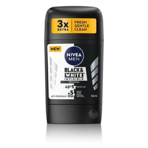 NIVEA MEN Antyperspirant w sztyfcie Black & White Invisible Original 50 ml NIVEA MEN Antyperspirant w sztyfcie Black & White Invisible Original 50 ml