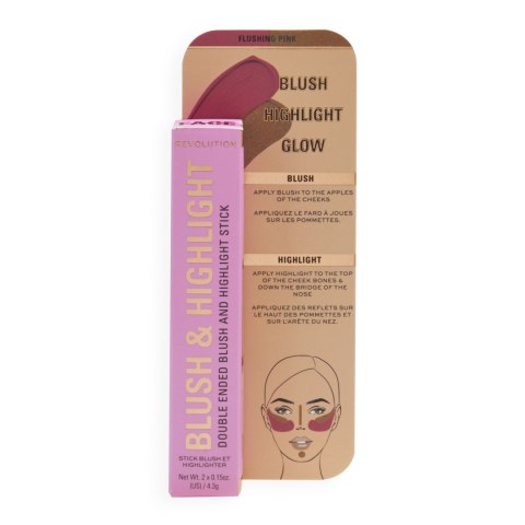 REVOLUTION Blush & Highlight Stick Róż i Rozświetlacz w sztyfcie Flushing Pink 4.3g REVOLUTION Blush & Highlight Stick Róż i Rozświetlacz w sztyfcie Flushing Pink 4.3g