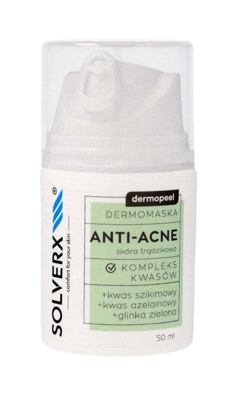 SOLVERX Dermopeel Dermomaska Anti-Acne z kompleksem kwasów - do skóry trądzikowej 50ml SOLVERX Dermopeel Dermomaska Anti-Acne z kompleksem kwasów - do skóry trądzikowej 50ml