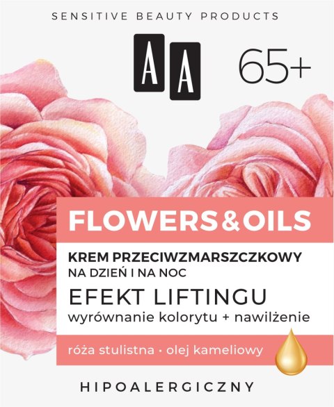 AA Flowers & Oils 65+ Krem przeciwzmarszczkowy na dzień i na noc - efekt liftingu 50ml AA Flowers & Oils 65+ Krem przeciwzmarszczkowy na dzień i na noc - efekt liftingu 50ml