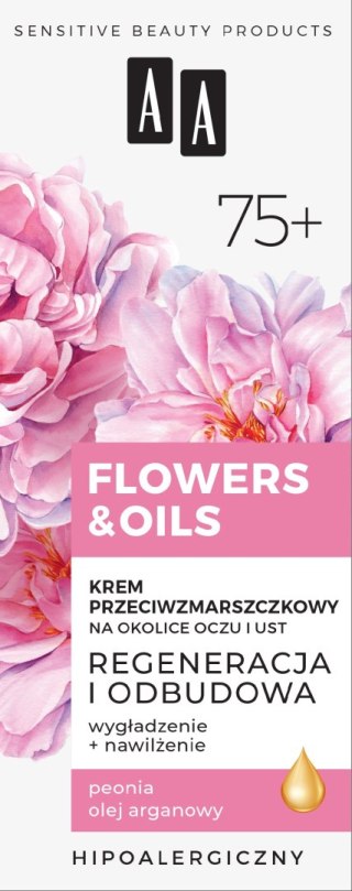 AA Flowers & Oils 75+ Krem przeciwzmarszczkowy na okolice oczu i ust - regeneracja i odbudowa 15ml