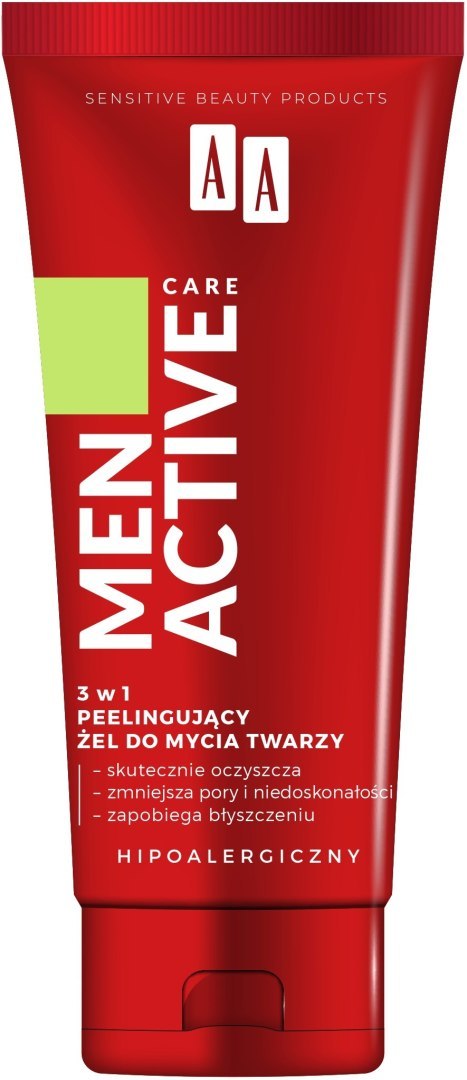 AA Men Active Care Peelingujący Żel do mycia twarzy 3w1 150ml