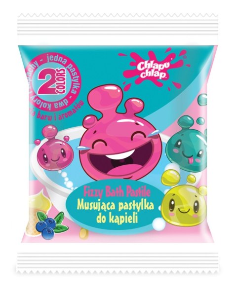 CHLAPU CHLAP Dwukolorowa Musująca Pastylka do kąpieli - jagoda i lody waniliowe 1szt