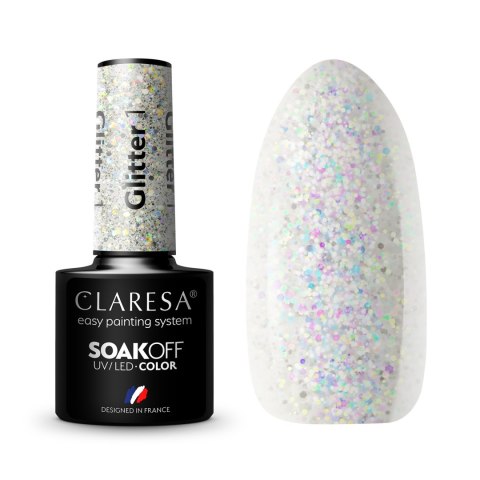 CLARESA Lakier hybrydowy do paznokci GLITTER - 1 5g CLARESA Lakier hybrydowy do paznokci GLITTER - 1 5g