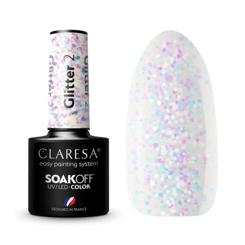 CLARESA Lakier hybrydowy do paznokci GLITTER - 2 5g