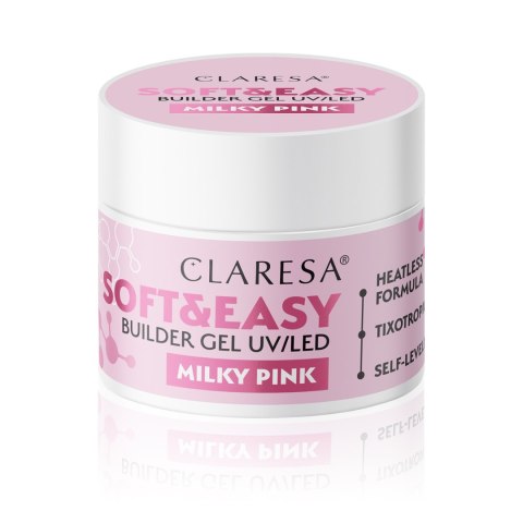 CLARESA Żel budujący do paznokci Soft&Easy Builder - Milky Pink 90g