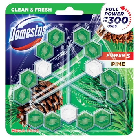 DOMESTOS Power 5 Pine Trio Kostka zapachowa do WC z koszykiem 1 op. - 3 x 55 g