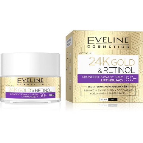 EVELINE 24K Gold & Retinol Skoncentrowany krem liftingujący 50+ dzień/noc 50 ml