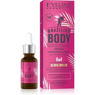 EVELINE Brazilian Body Skoncentrowane Krople samoopalające do twarzy i ciała 6w1 18 ml