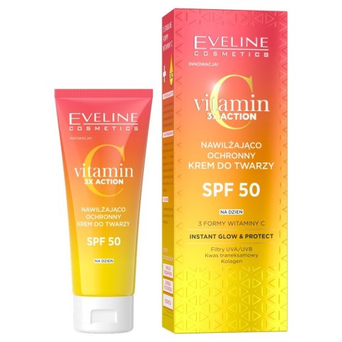EVELINE Vitamin C 3x Action Nawilżająco-ochronny krem do twarzy SPF 50 na dzień 30 ml EVELINE Vitamin C 3x Action Nawilżająco-ochronny krem do twarzy SPF 50 na dzień 30 ml