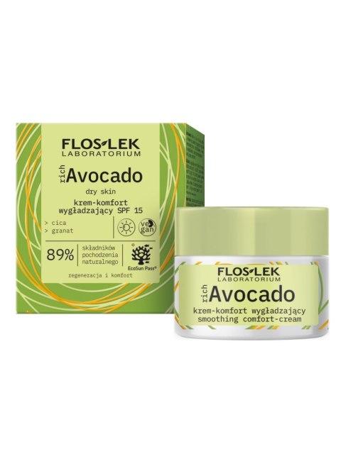 FLOSLEK richAvocado Krem-komfort wygładzający SPF15 na dzień - skóra sucha 50ml