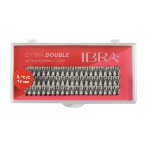 IBRA Kępki rzęs EXTRA DOUBLE skręt C-0.10 - 12mm 1op. IBRA Kępki rzęs EXTRA DOUBLE skręt C-0.10 - 12mm 1op.