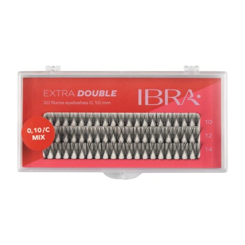 IBRA Kępki rzęs EXTRA DOUBLE skręt C-0.10 - Mix (8,10 i 12mm) 1op. IBRA Kępki rzęs EXTRA DOUBLE skręt C-0.10 - Mix (8,10 i 12mm) 1op.
