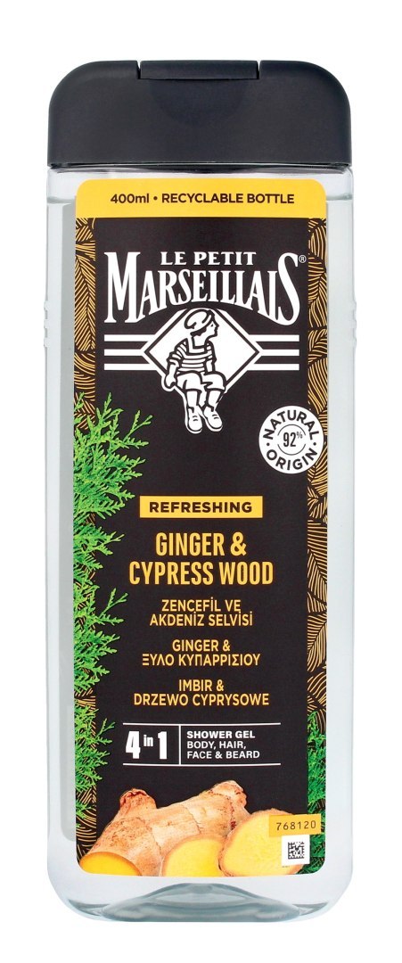 Le Petit Marseillais Żel pod prysznic 4w1 dla mężczyzn Imbir & Drzewo Cyprysowe 400ml Le Petit Marseillais Żel pod prysznic 4w1 dla mężczyzn Imbir & Drzewo Cyprysowe 400ml