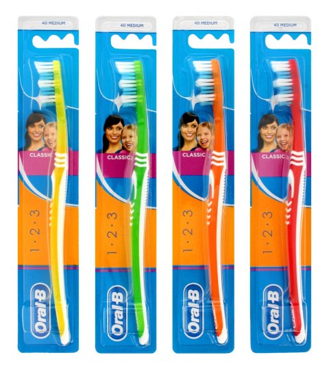 ORAL-B Szczoteczka do zębów 1-2-3 Classic - medium 1 sztuka - mix kolorów ORAL-B Szczoteczka do zębów 1-2-3 Classic - medium 1 sztuka - mix kolorów