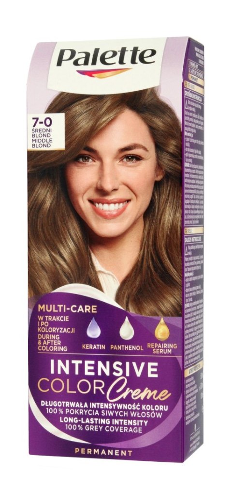Palette Intensive Color Creme Multi Care Krem koloryzujący nr 7-0 (N6) - średni blond 1op. Palette Intensive Color Creme Multi Care Krem koloryzujący nr 7-0 (N6) - średni blond 1op.