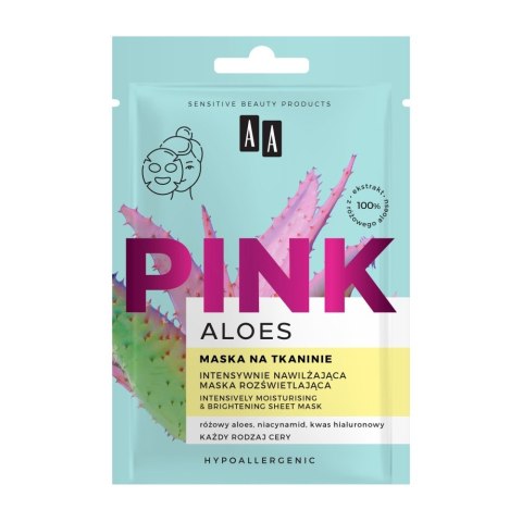 AA Aloes Pink Intensywnie Nawilżająca Maska rozświetlająca na tkaninie 18 ml AA Aloes Pink Intensywnie Nawilżająca Maska rozświetlająca na tkaninie 18 ml
