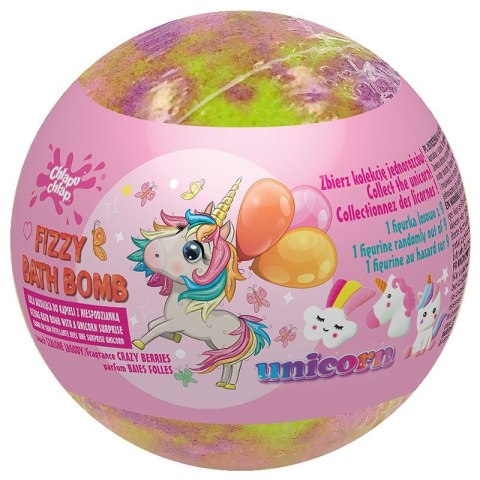 CHLAPU CHLAP Musująca Kula do kąpieli z niespodzianką Unicorn - Crazy Berries (jagoda) 1szt CHLAPU CHLAP Musująca Kula do kąpieli z niespodzianką Unicorn - Crazy Berries (jagoda) 1szt