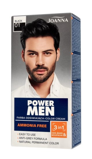 JOANNA Power Men Farba odsiwiająca do włosów dla mężczyzn 01 Black 100 g