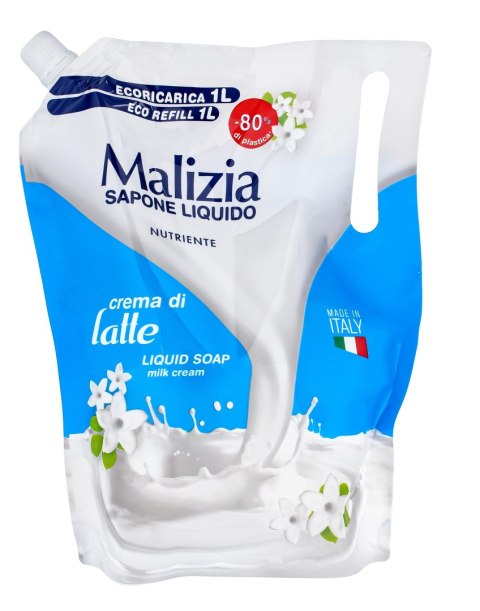 MALIZIA Mydło w płynie Cream di Latte Mleczna pianka - zapas 1000 ml