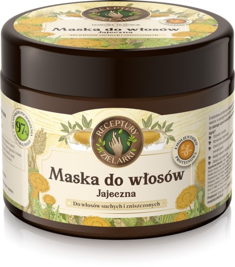 RECEPTURY ZIELARKI Domowe Tradycje Maska jajeczna do włosów suchych i zniszczonych 300ml RECEPTURY ZIELARKI Domowe Tradycje Maska jajeczna do włosów suchych i zniszczonych 300ml