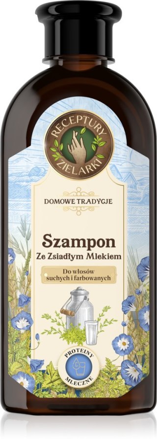 RECEPTURY ZIELARKI Domowe Tradycje Szampon ze zsiadłym mlekiem do włosów suchych i farbowanych 350ml