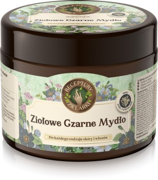 RECEPTURY ZIELARKI Skarby Polne Ziołowe Czarne Mydło do każdego rodzaju skóry i włosów 300ml