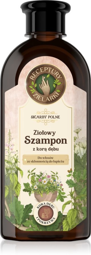 RECEPTURY ZIELARKI Skarby Polne Ziołowy Szampon z Korą Dębu do włosów ze skłonnością do łupieżu 350ml