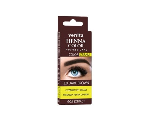 VENITA Henna Color Kremowa Henna do brwi z ekstraktem z Goji - 3.0 Dark Brown (ciemny brąz) 1op.