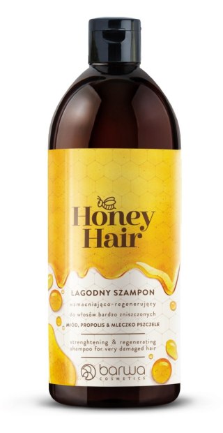 BARWA COSMETICS Honey Hair Łagodny Szampon wzmacniająco-regenerujący do włosów bardzo zniszczonych 480ml