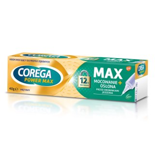 COREGA Power Max Krem mocujący do protez zębowych Max Mocowanie+Osłona - miętowy 40g